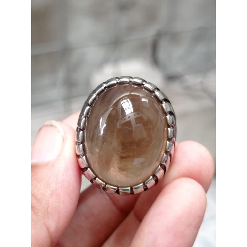 CINCIN PRIA BATU BIO SOLAR OVAL JUMBO ASLI NATURAL