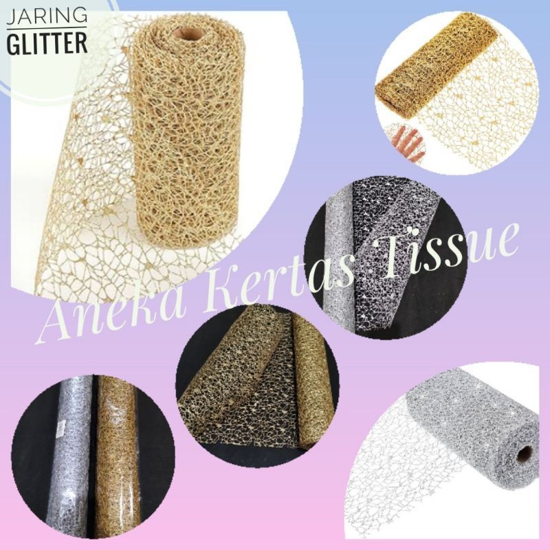 

Flower Wrapping Mesh Jaring Glitter / Kertas Buket Jaring Glitter Untuk Pembungkus Bunga, Kado,