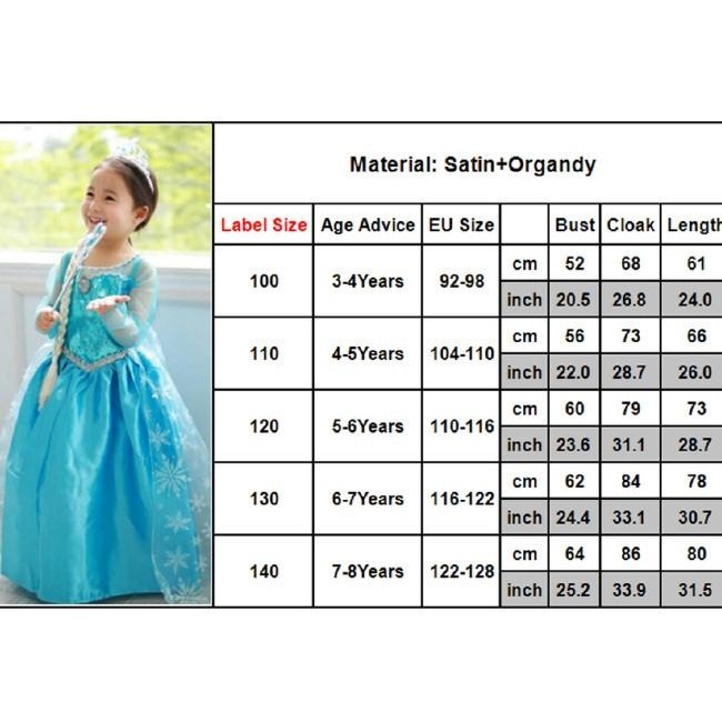Recomend Baju Elsa Frozen Anak Dress Princess / Kostum Dress Elsa Frozen Anak 