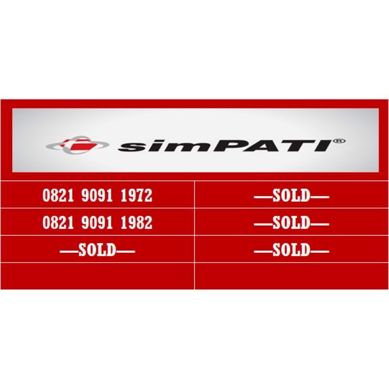 nomor cantik simpati telkomsel 4G 08** 9091 1972, 1982