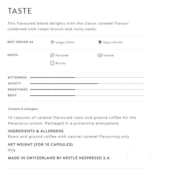 

Nespresso Barista Creations Caramello Coffee Capsule Kapsul Kopi