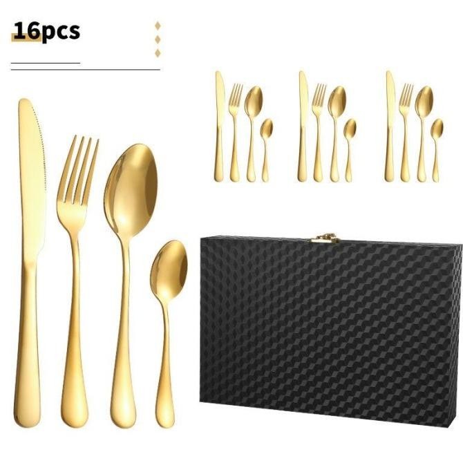 

Paket Hampers Dinner Table Set Black Cube Box 16Pcs Alat Makan Sendok