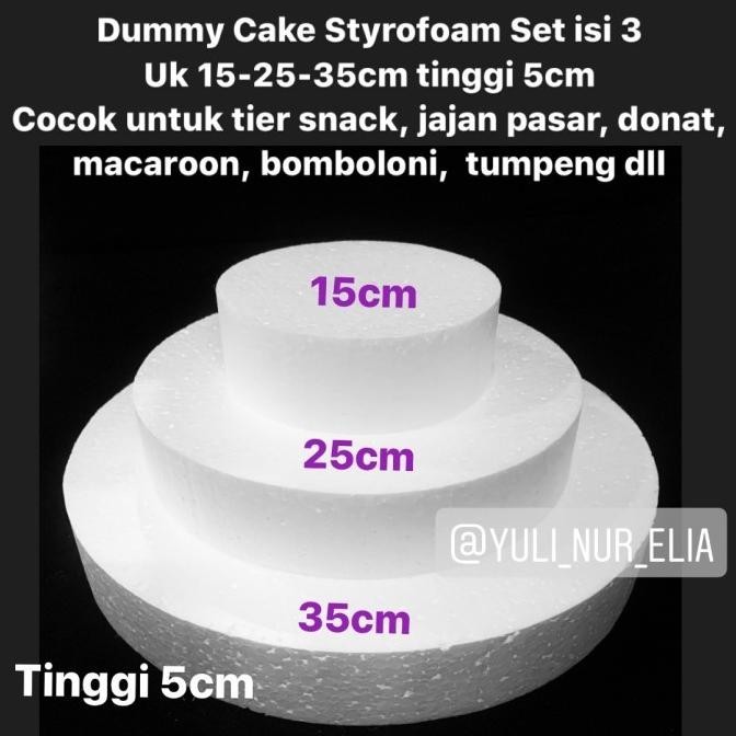 

Dummy Cake Styrofoam Set Isi 3 Uk 15-25-35Cm Tinggi 5Cm
