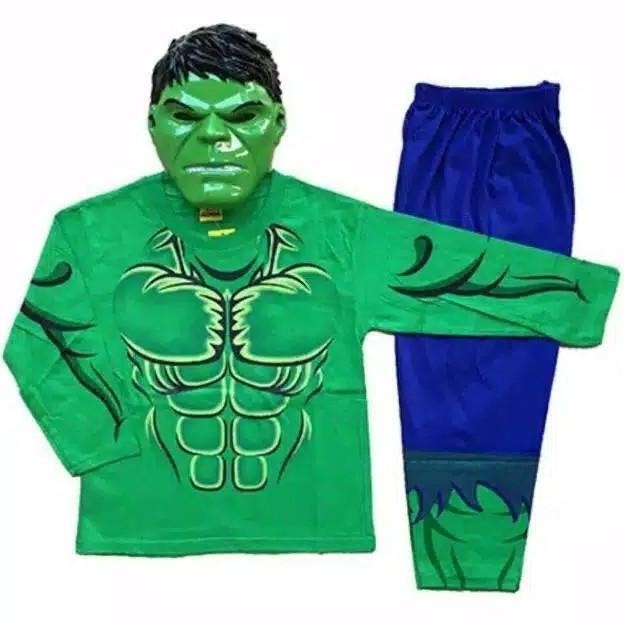 Terbaru Setelan Kostum Anak Hulk Lengkap Baju Dan Celana Topeng Terbaik