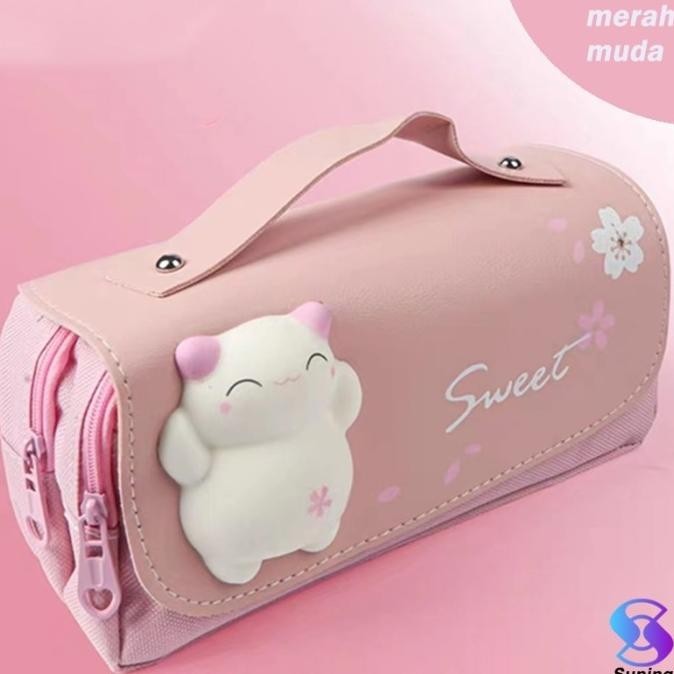 

Flash Sale - Kotak pensil dekompresi perempuan lucu lembut lucu anak-anak siswa sek - Merah Muda ~