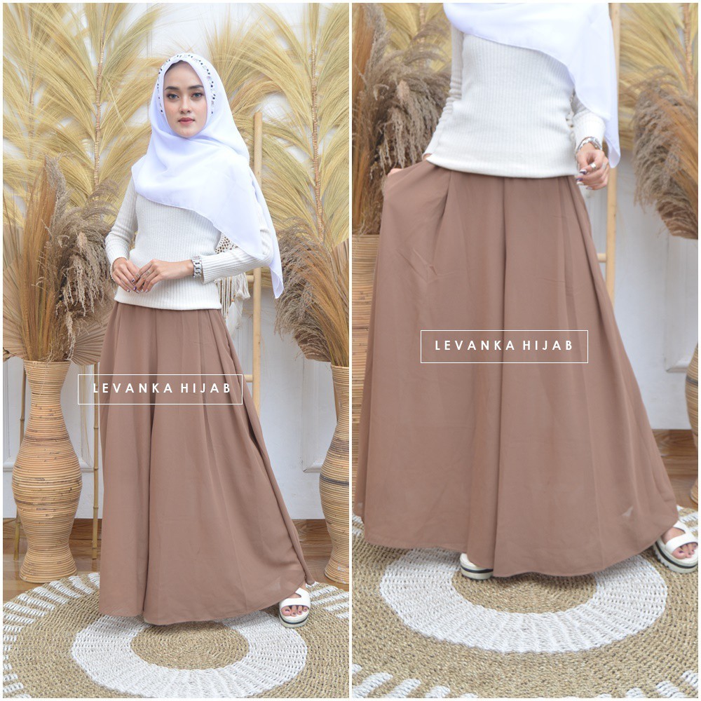 [ONLINE EXCLUSIVE] Palazzo Kulot Ceruti Polos atau Wide Legs bahan Ceruty Babydoll