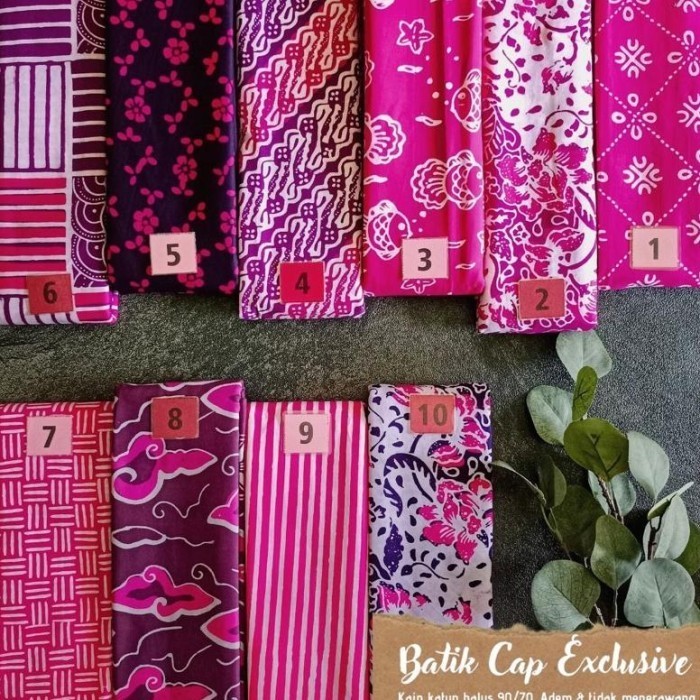 Naenggo Kain Kain Batik Cap Halus Warna Pink Fushia Fanta