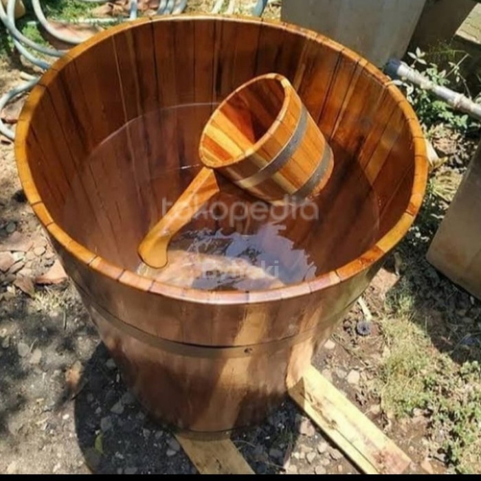 Bak Mandi Kayu Jati T50X50 / Ember T50 Free Gayung