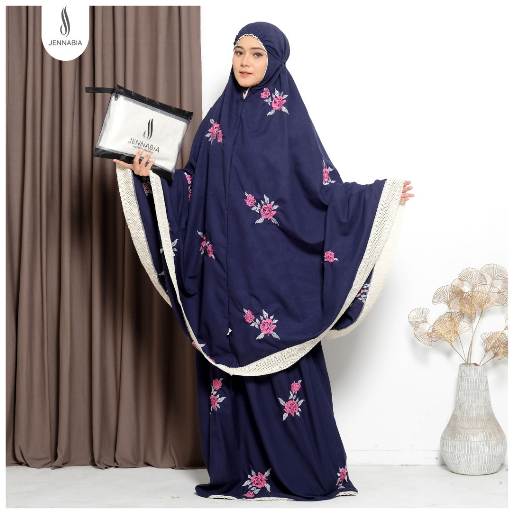 [ONLINE EXCLUSIVE] Jennabia.tsm - Mukena Dewasa Katun Premium Bordir Cantik Bunga Mawar