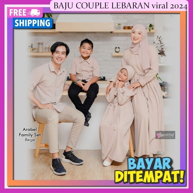 Baju Couple Pasangan Lebaran One Set Cuple Syari Hari Raya Ggamis Kondangan Cupel Gamiss Srambitan A