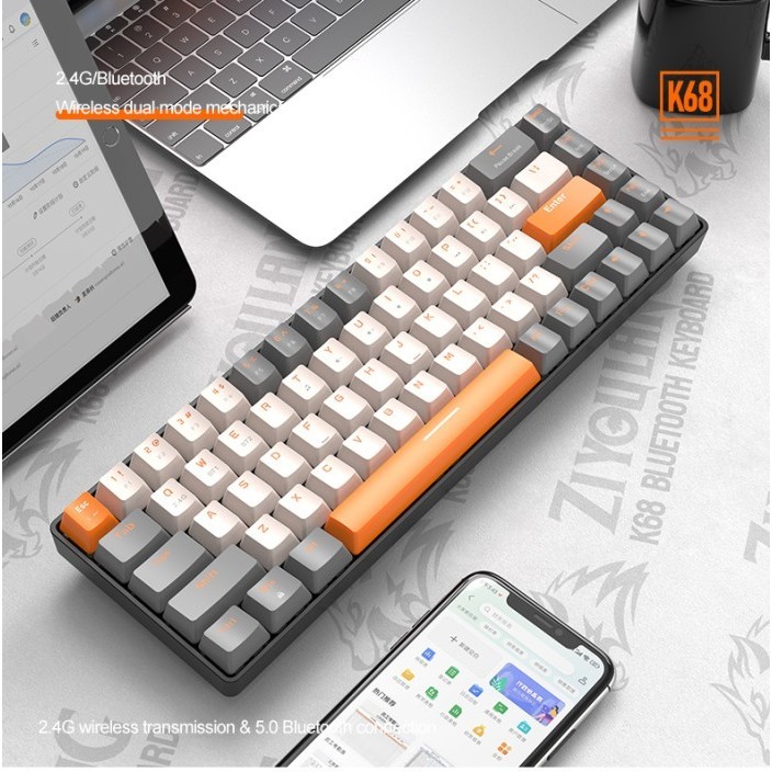 New Ziyoulang K68 Wireless Mechanical Keyboard Bluetooth & Hotswap