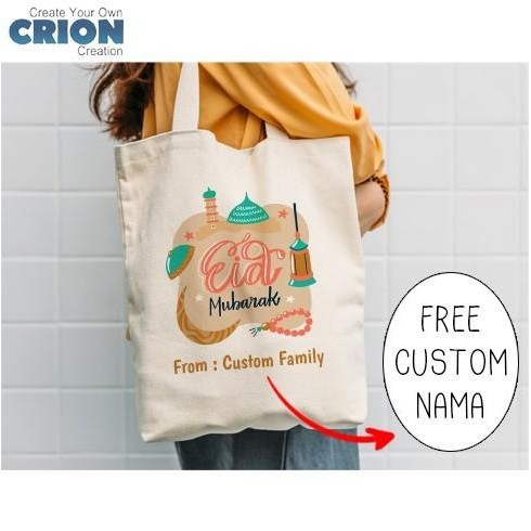 

Totebag Lebaran / Idul Fitri / Eid Mubarak Bisa Custom Nama - By Crion 096