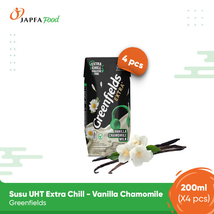 

Greenfields Susu UHT Extra Chill - Vanilla Chamomile 200ml - Isi 4pcs -100% Fresh Milk dari Greenfields Farm