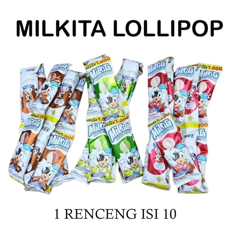 

MILKITA RENCENG 1000 an isi 10 sachet | permen loly susu