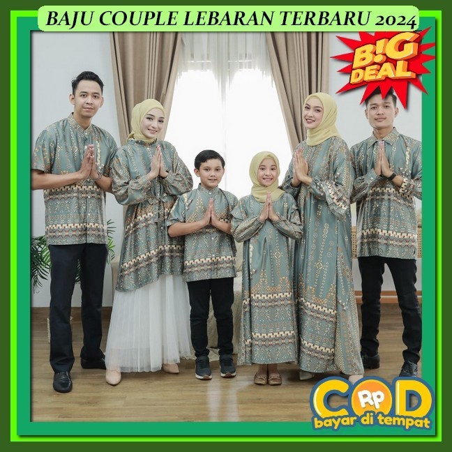 Baju Couple Pasangan Lebaran One Set Cuple Syari Hari Raya Ggamis Kondangan Cupel Gamiss Srambitan A