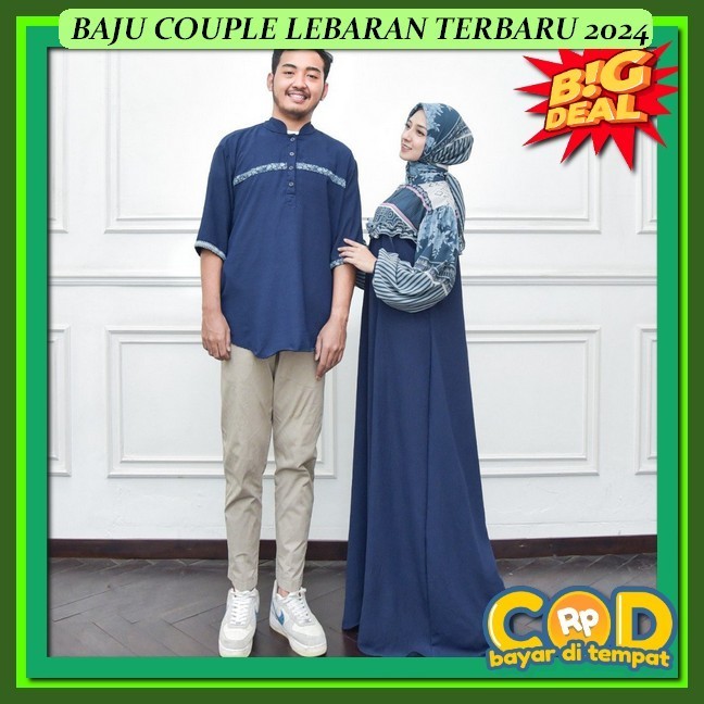 Baju Couple Pasangan Lebaran One Set Cuple Syari Hari Raya Ggamis Kondangan Cupel Gamiss Srambitan A