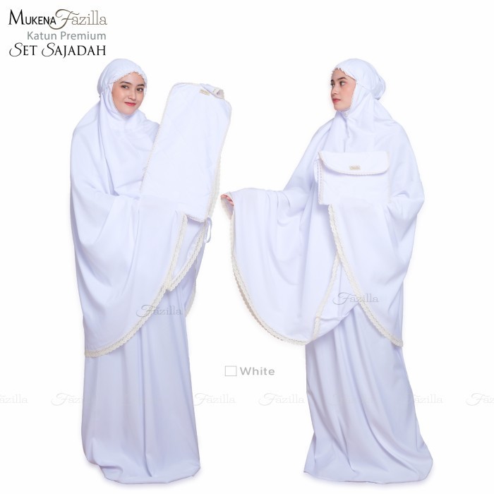 COD Mukena Fazilla Putih Polos Dewasa Katun Premium Jumbo Adem