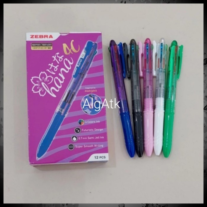 

12 Pcs Pulpen Zebra Hana 4 Warna 0.7Mm