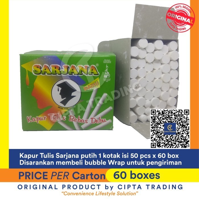 

Chalk (Kapur Tulis) - Sarjana - Kapur Papan Tulis Putih (1 Carton)