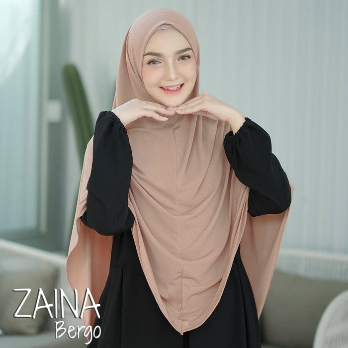 Jilbab Hijab Syari Khimar Instant Zaina Bergo Instan Jersey Polos