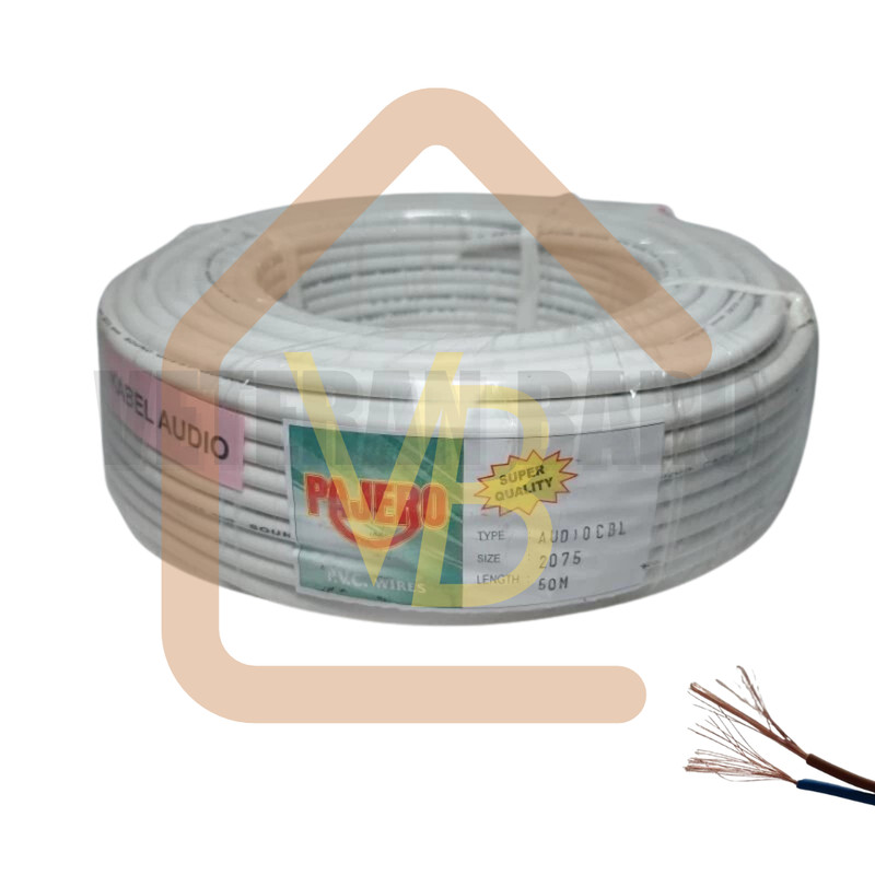 Kabel 2x0.75 Putih serabut / Kabel listrik / Kabel Audio / Kabel CCTV per meter