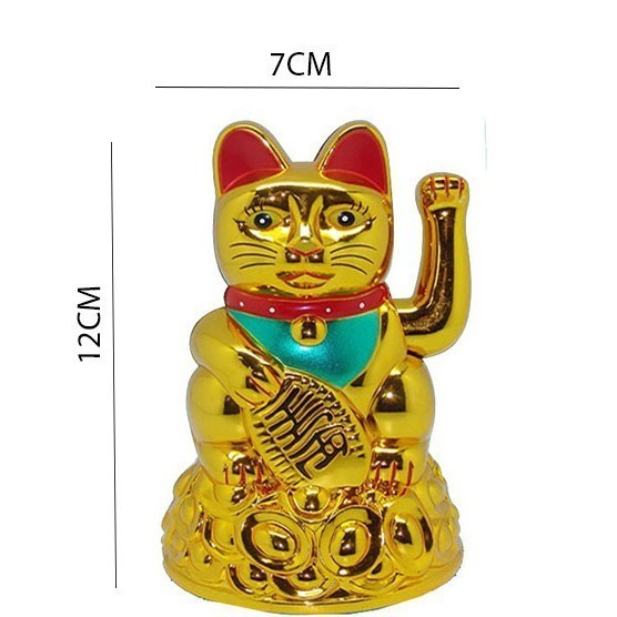 Patung Boneka Kucing Bergerak Keberuntungan Hoki Koin Emas Rejeki Yuan