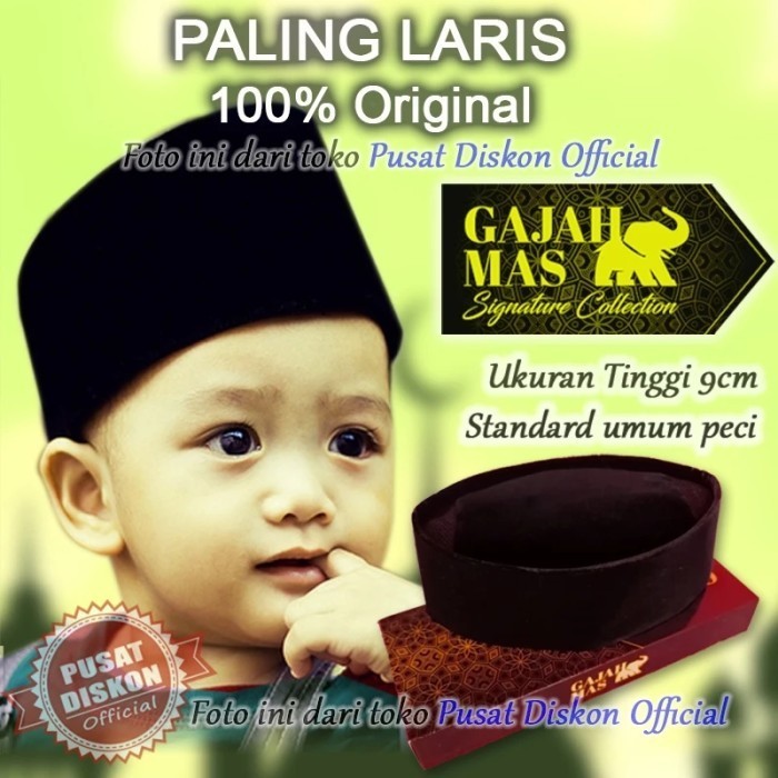 Peci Hitam Kopiah Polos Anak 1-7 Tahun