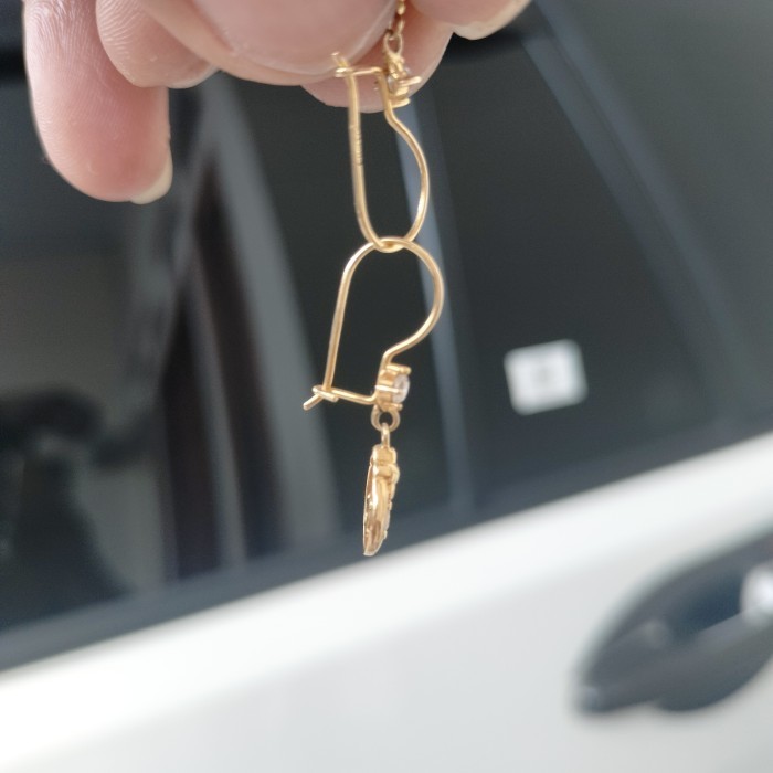 ANTING EMAS WANITA EMAS ASLI 750 MODEL RANTAI PANJANG