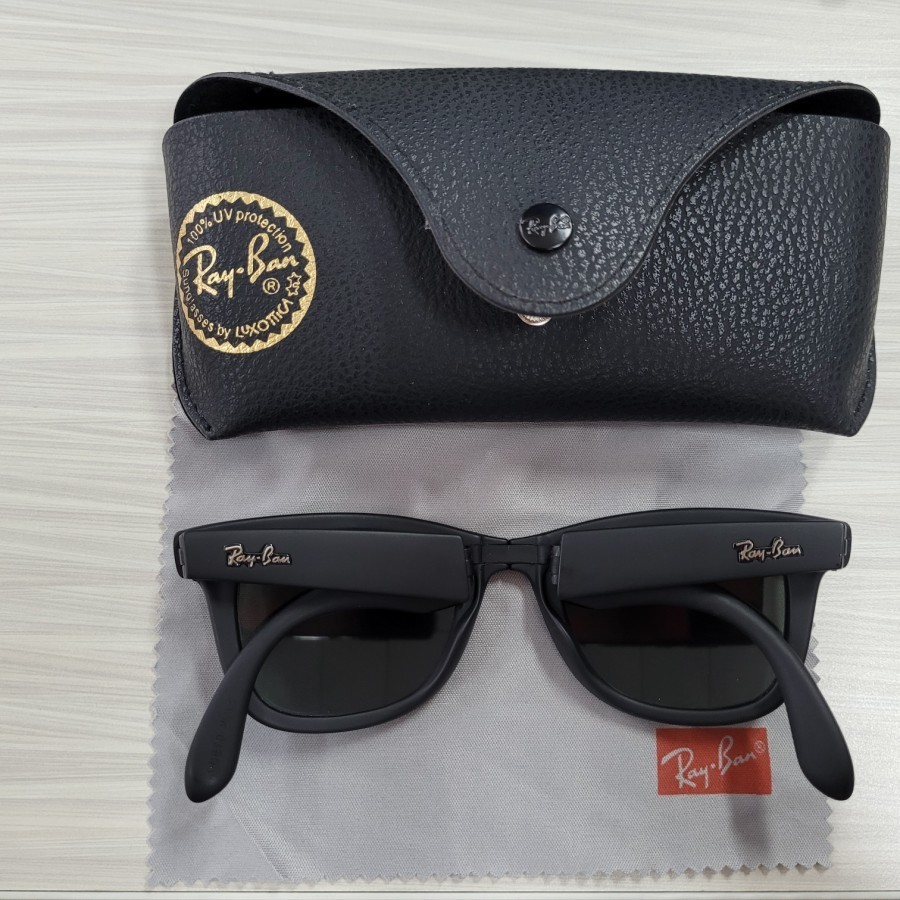 Rayban Wayfarer Folding Black Matte 50 □ 22 USA Bausch Lomb (B&L)