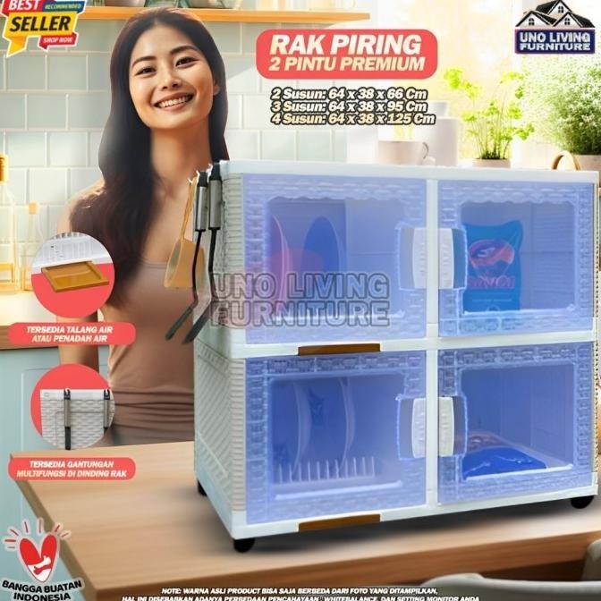 Akako Rak Piring Plastik 2 Pintu Mini Dish Rack Lemari Dapur Xavanca