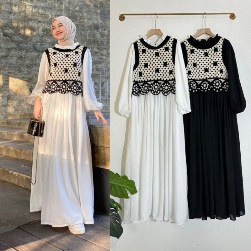 Gamis Rompi blezer Dress Rompi lebaran BKK Dress Ceruti Rompi blezer