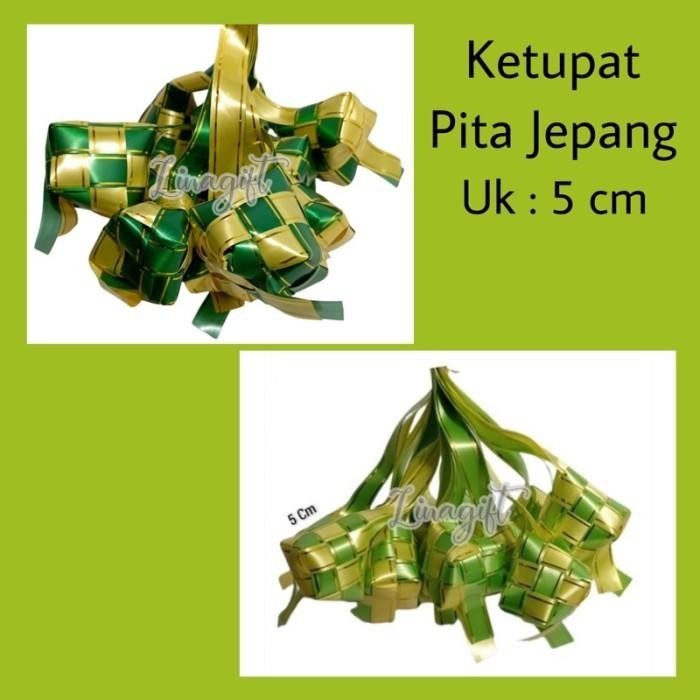 

Ketupat Pita Lebaran Bahan Pita Jepang/ Satin/ Emas/ Glitter/ Hijau 009