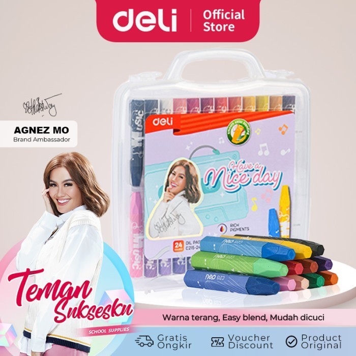 

Wow [Deli X Agnez Mo] Deli Oil Pastel / Crayon / Krayon 12 24 Warna Cc215 Berkualitas