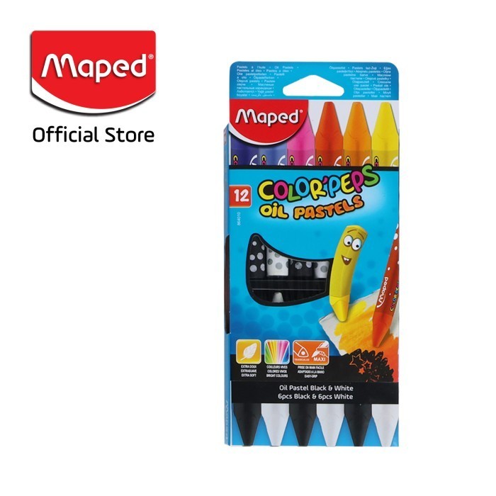 

Cantik Maped Crayon / Krayon Oil Pastel Warna Hitam & Putih Isi 12 Pcs Hemat