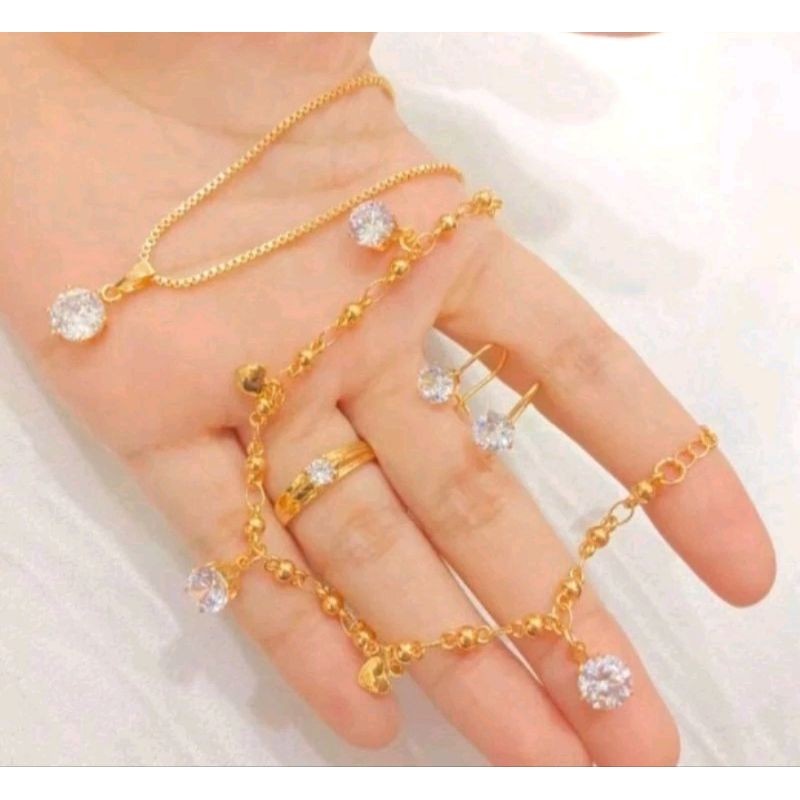 SET PERMATA SATU BERLAPIS EMAS24K FASHION PERHIASAN