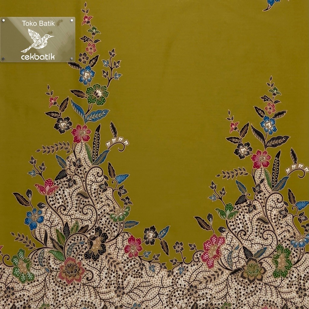 Kain Batik - Motif Pesona Bunga Warna Unik  (Dark Mustard)