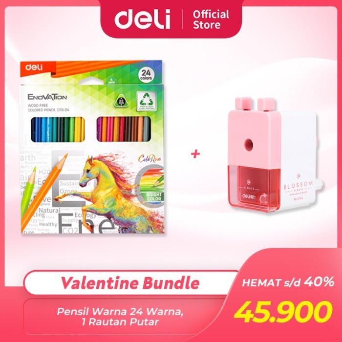 

Gilaa!!! Deli Bundle Edisi Valentine / Pensil Warna 12C, Rautan Putar Val2022-3 Sale!!!