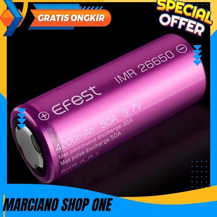 EFEST IMR 26650 BATTERY 4200MAH 3.7V 50A WITH FLAT TOP - 26650V1  HIGHT CLASS PRODUK 