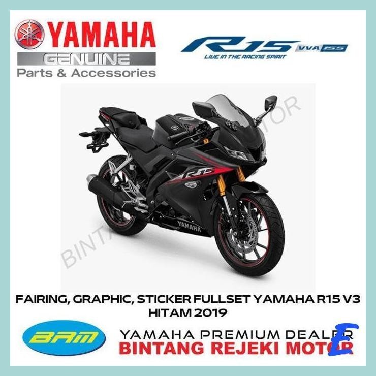 | YBR | FAIRING GRAPHIC STICKER FULLSET YAMAHA R15 V3 HITAM 2019