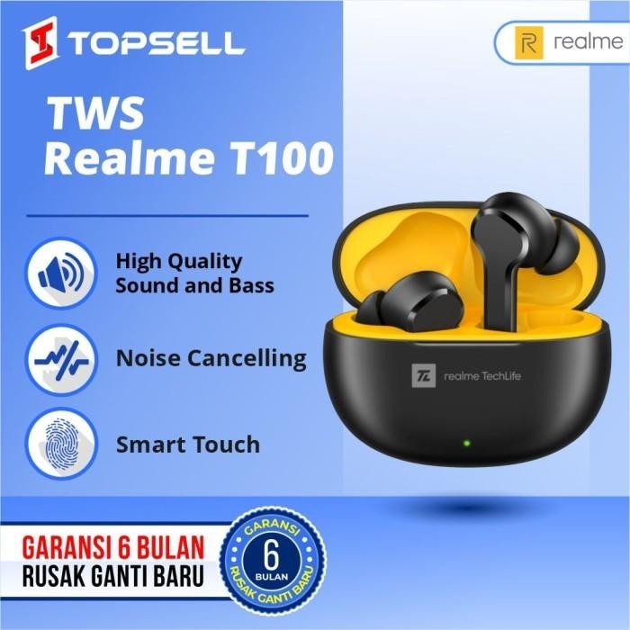 TWS Realme Buds T100 Earphone Bluetooth Realme Original Berkualitas