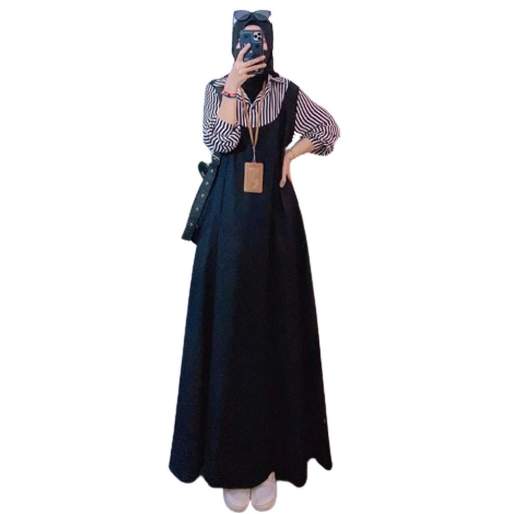 Gamis Wanita Terbaru 2024 Games 3In1 Simpel Abaya Set Turki Tunik Panjang Cewek Pakaian Couple Dress