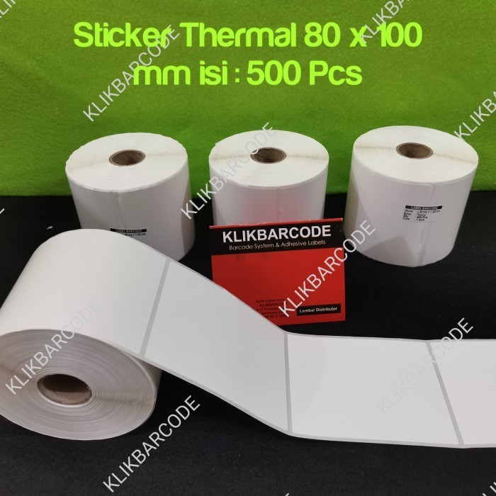 

500 Pcs Label Barcode 80 X 100 Kertas Sticker Thermal 80X100 Mm