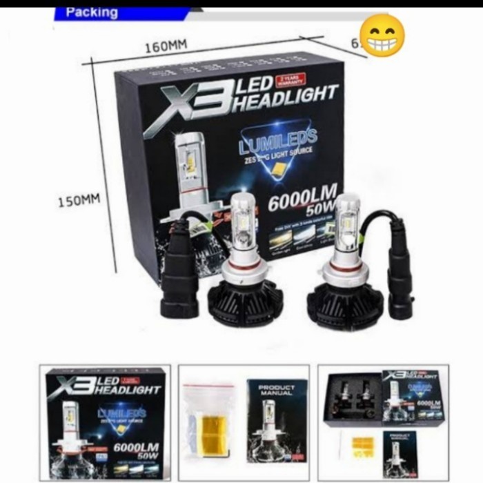 LAMPU DEPAN LED X3 H11 H4 MOBIL RUSH TERIOS