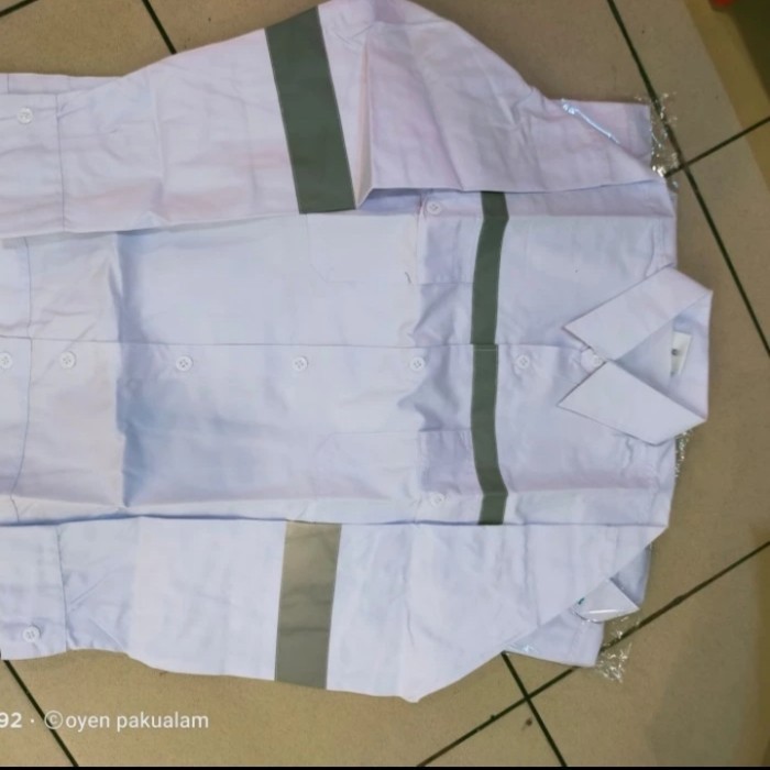 BAJU SAFETY LENGAN PANJANG IMJ PUTIH / BAJU PROYEK SERAGAM SAFETY