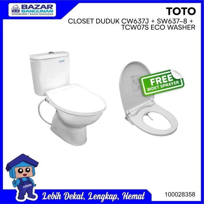 Closet Kloset Toilet Duduk Eco Washer Toto Cw 637 J Cw637J Dual Flush