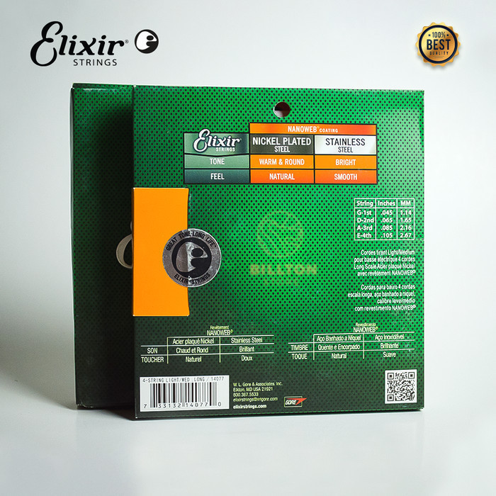 Senar Bass Elixir 4 String Nickel Plated Steel Nanoweb 45/105