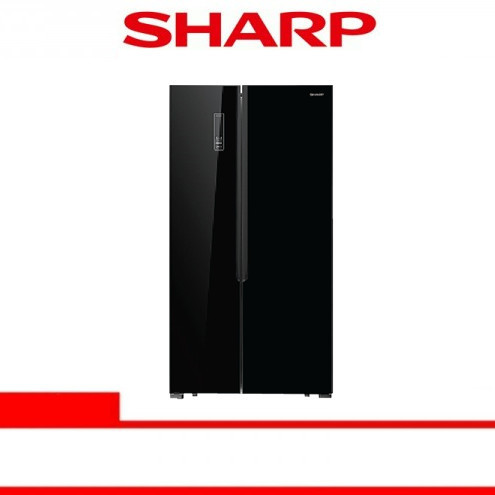 KULKAS SHARP SIDE BY SIDE GLASS DOOR SJ-IS61G-BK