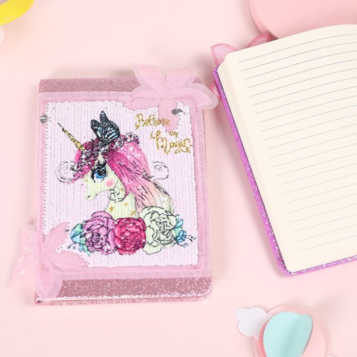 

BARANG TERLARIS Notebook unicorn buku tulis agenda diary sequin NB05
