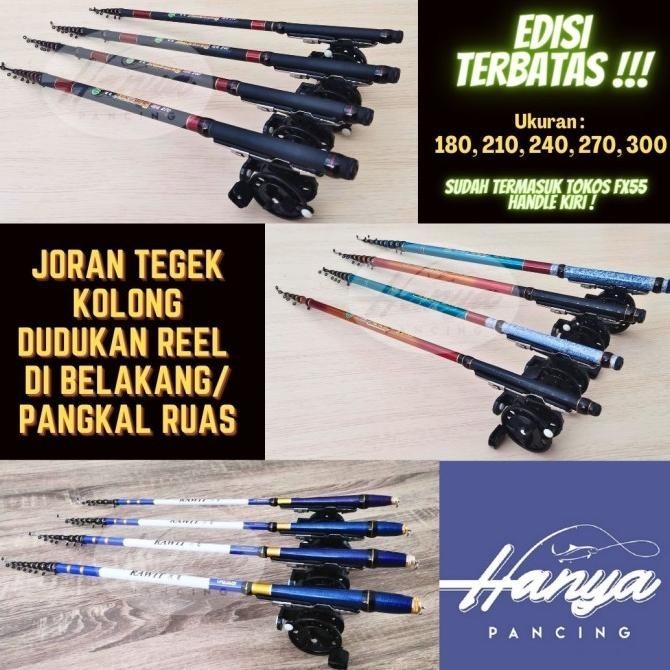 Paket Joran Tegek Kolong Ruas Pendek Dudukan Reel di Pangkal Ruas