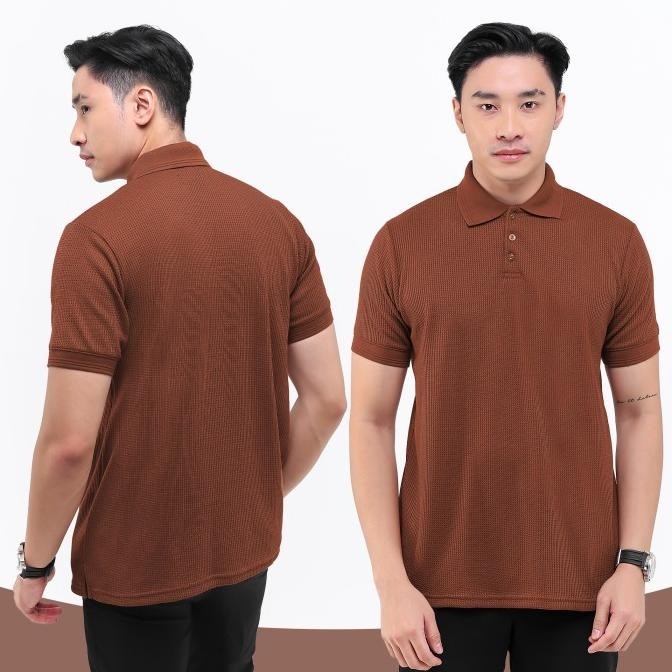 nap BROGUY Kaos Polo Shirt Pria Waffle DARK OLIVE